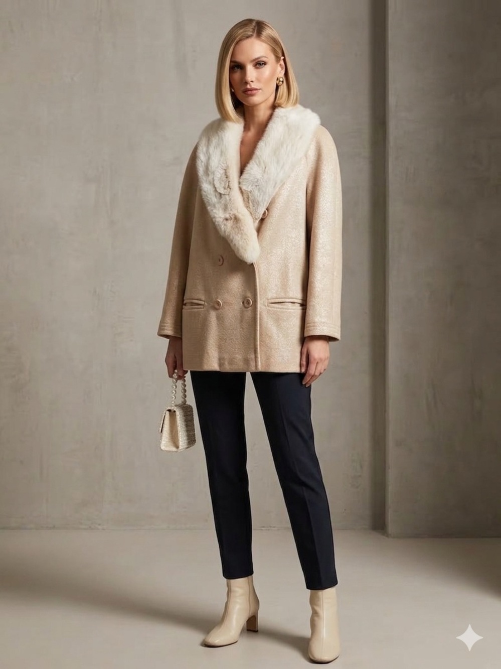 1972 Country Pacer Wool Coat w/ Faux Fur Collar Mob Wife Penny Lane ILGWU Union